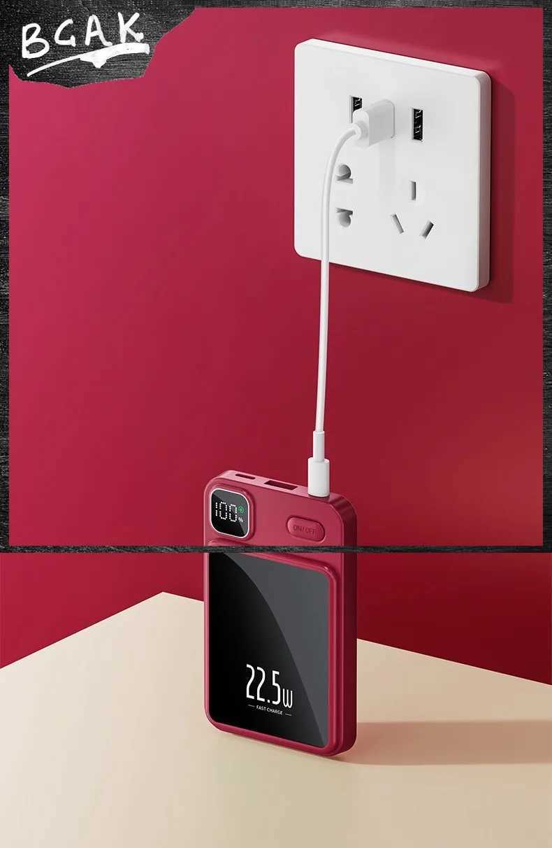 Real Capacity BCAK 20000mah 10000mah 225W Super Fast Magnetization Power Bank Wireless Charging Phone Mobile Power Gift J251114