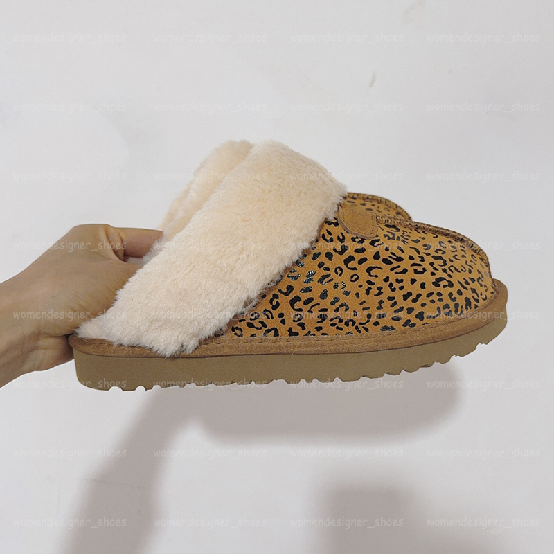 Coquette Slippers Leopard Designer Womens Men Fur Slides Flat Heels Genuine Leather Tasman Tazz Mules Winter Shoes House Scuffs Classic Ultra Mini Boot