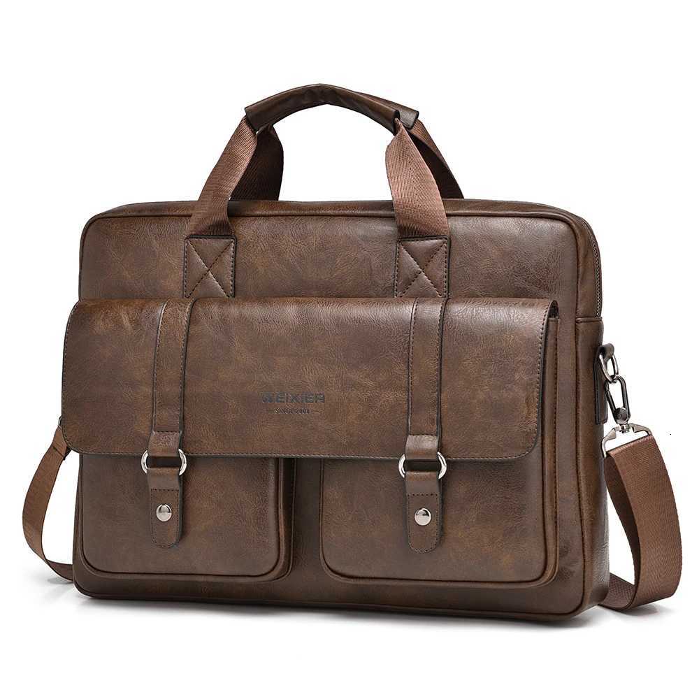 Mens business briefcase large capacity highend laptop bag single shoulder crossbody simple handbag W251022