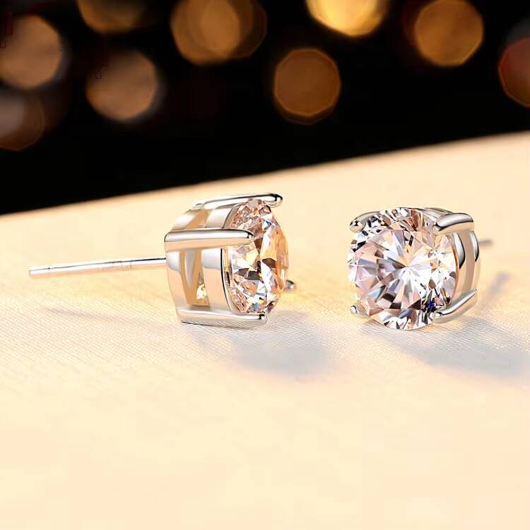 moissanite earrings 1ct2ct Big Carats Fashion Jewelry Earrings 2021 Sterling Silver 925 Earrings VVS White Round Cut Moissanite Earrings Stud
