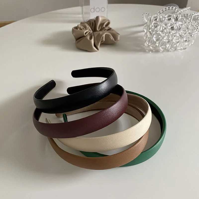 Ruoshui Vintage Pu Leather Hairband Solid Bezel Korean Style Headband Head Hoop Girls Nonslip Turban Fashion Hair Accessories V251022
