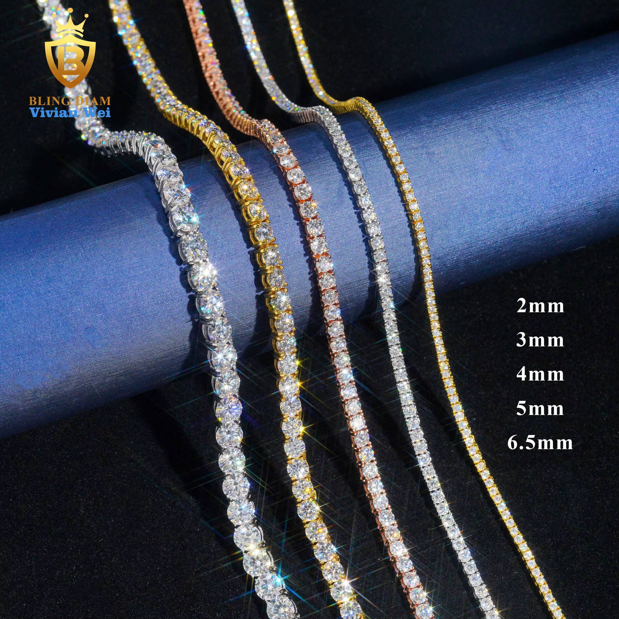 Ready to Ship Tennis Bracelet Necklace Sterling Silver 925 Hip Hop Jewelry Iced Out VVS Moissanite Diamond Tennis Chain