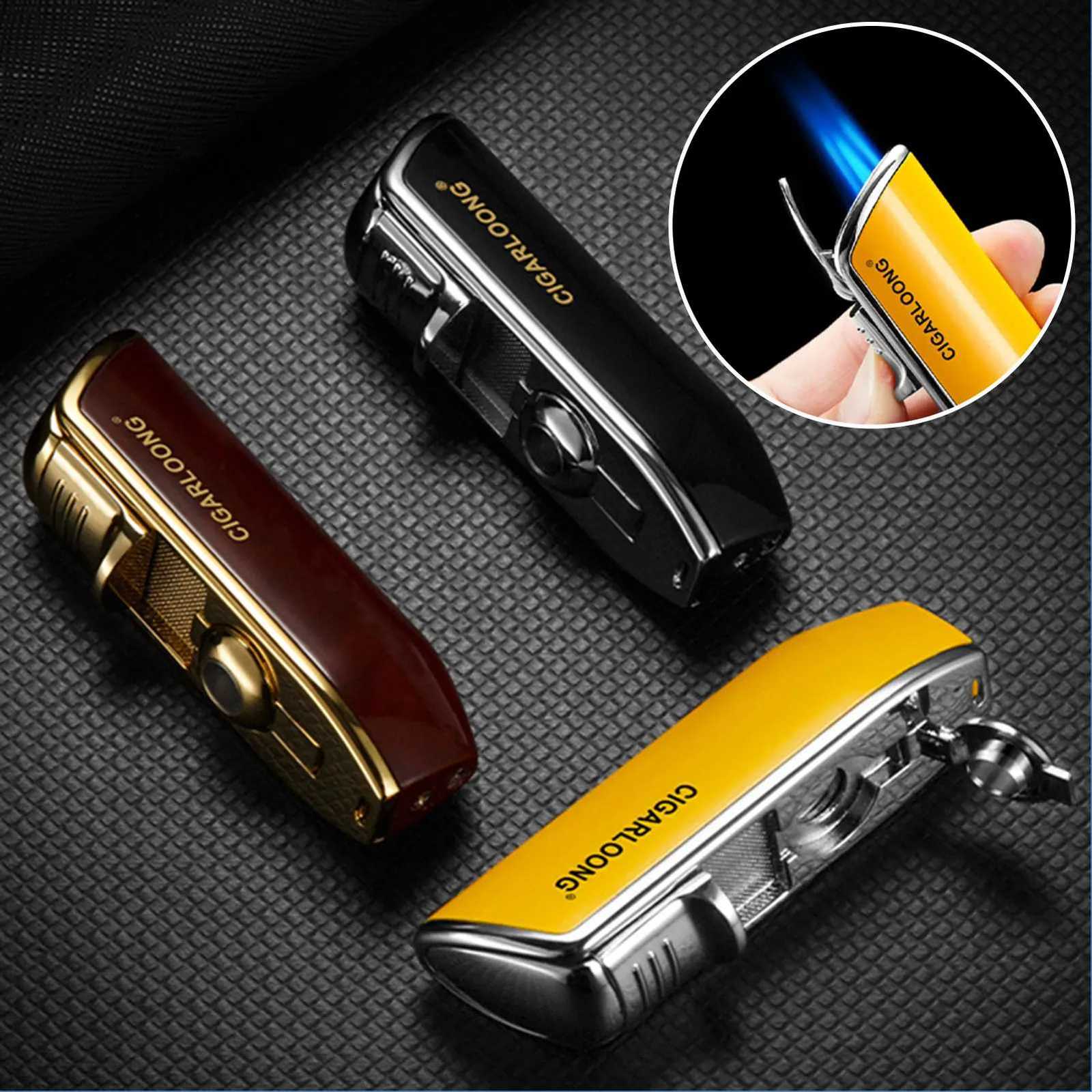Unique Design Cigars Torch Lighter for Men Windproof Adjustables Butane Lighter for Candle Dad Present C251022