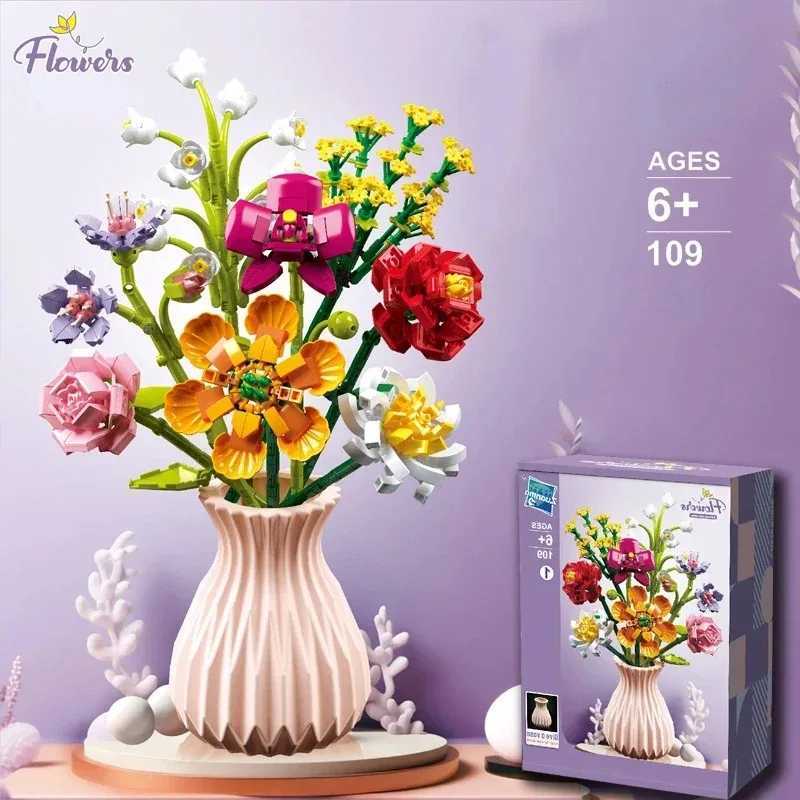 HUIQIBAO Flower Bouquet Building Blocks Kit DIY Everlasting Flower Romantic Bricks DIY Kids Toys for Girls Friends Adult Gift J251022