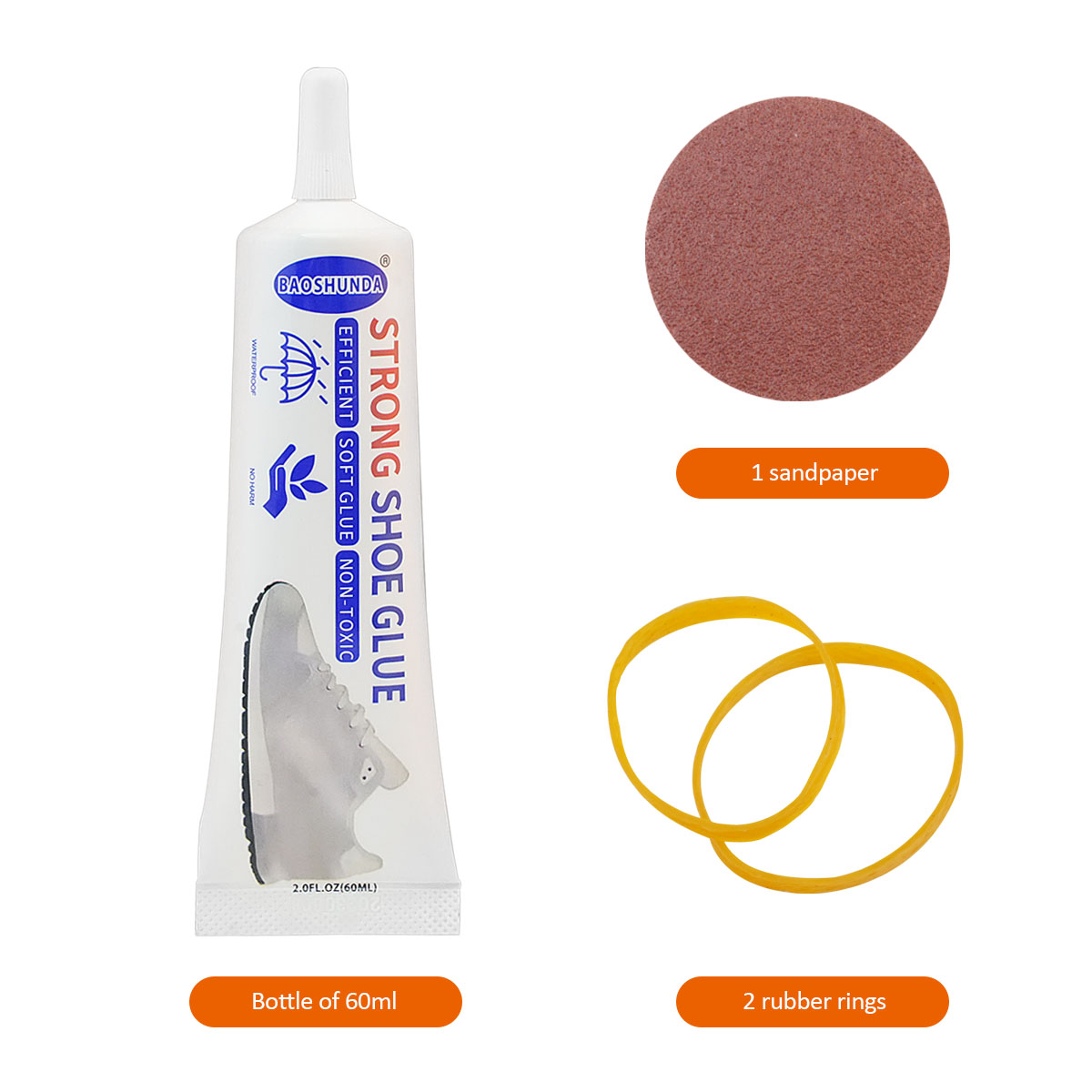 Baoshunda 60ml Strong Shoe Repair Glue, Instant-Dry Waterproof Fast Curing Adhesive for Sneakers Boots Heels Repair-bxj