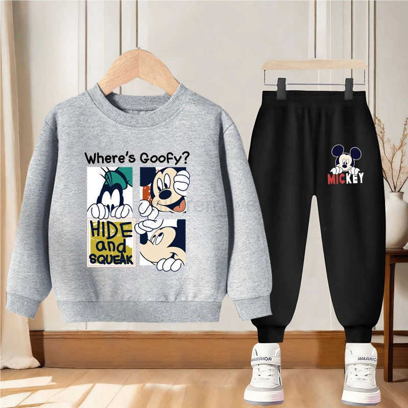 Disney Spring and Autumn Mickey Printed Boys 2piece Set Childrens Casual Sweatshirt Set Kids Hoodie Set New Style Tracksuit H251022