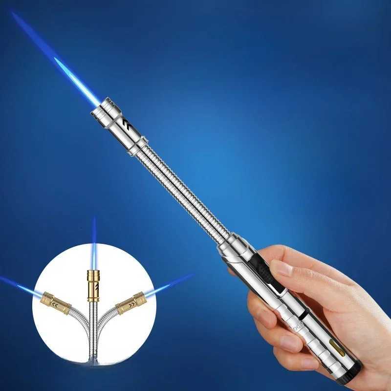 360 Hose Welding Gun Windproof Jet Blue Flame Butane Gas Torch Lighter Visible Gas Window Outdoor BBQ Kitchen Cigar Lighters C251022