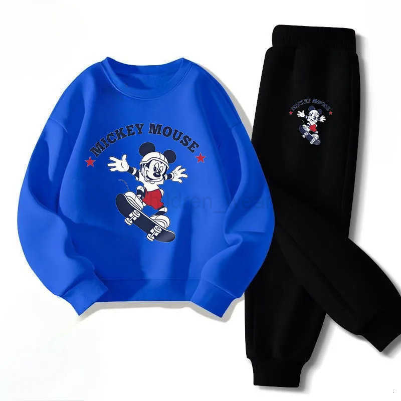 Disney Boys Long Sleeved Pullover Sets Spring New Childrens Hoodies Long Pant Two Piece Suit Mickey Printed Kids Tracksuit H251022
