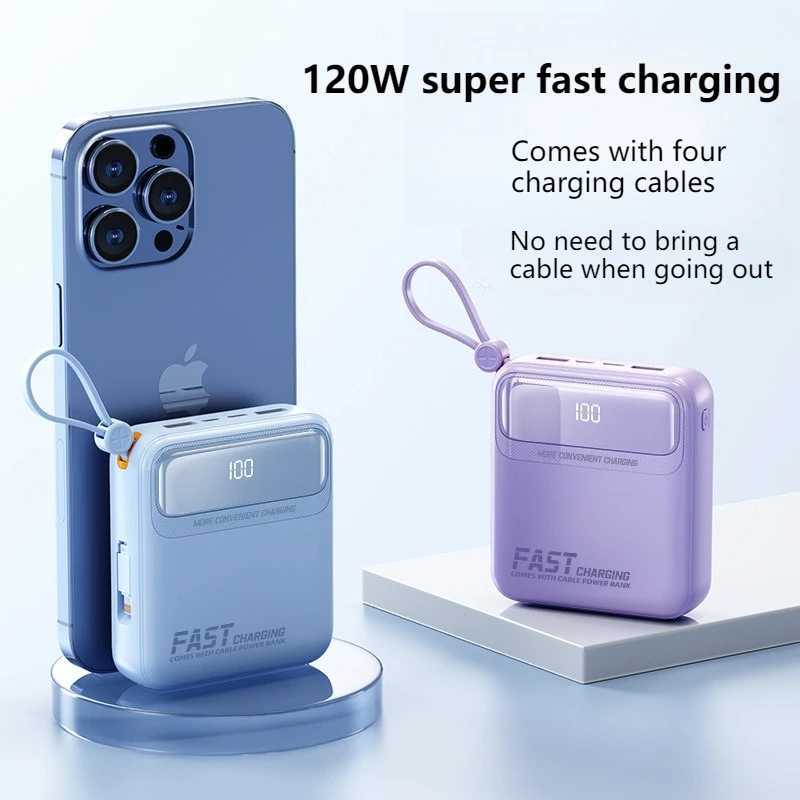 20000mAh 3c Certification 120W Super Fast Charging Comes with Four Wires Small Portable Power Bank for IPhone J251114