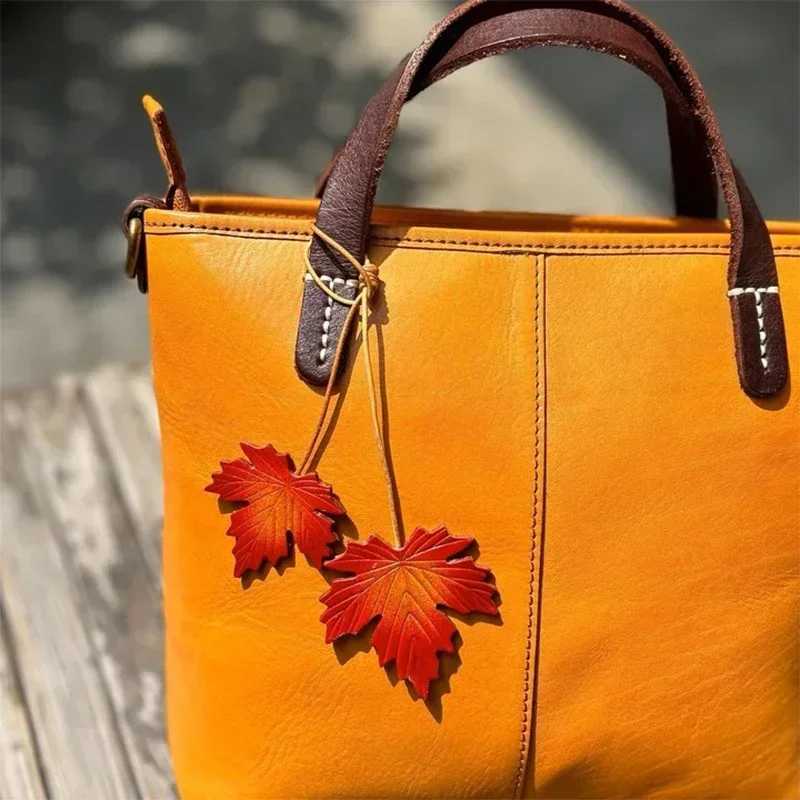 Plant Theme Pumpkin Genuine Leather Bag Charm Keyring Pendant Phone Case Hanging OrnamentSchool Bag Keychain Decor Accessories J251121