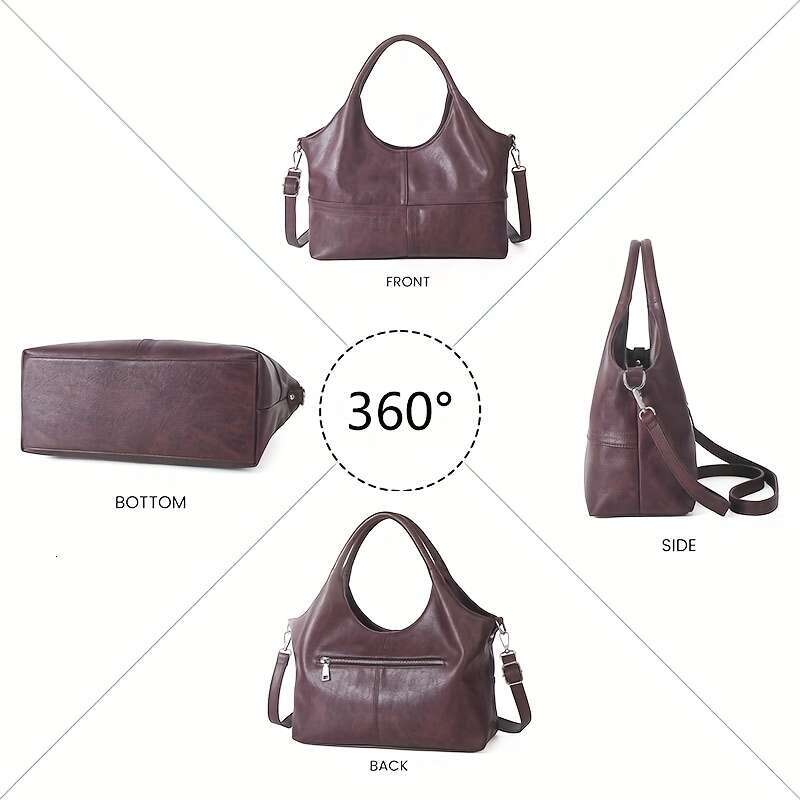 Women's Genuine Leather Crossbody Handbag Elegant Retro Designer Purse With Adjustable Strap Top Handle, Golden-Tone Hardware, Zipper Closure,