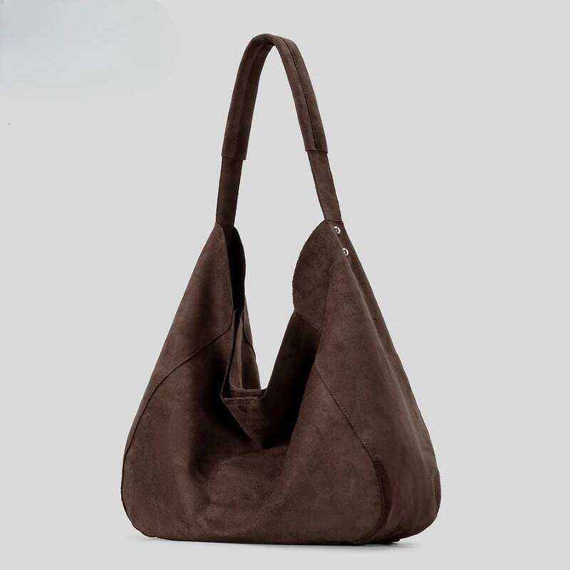 Retro Soft Suede Bucket Women's Large Capacity Shoulder Fashionable Winter New Style Polyester Lining Versatile Tote Bag Suotong1022