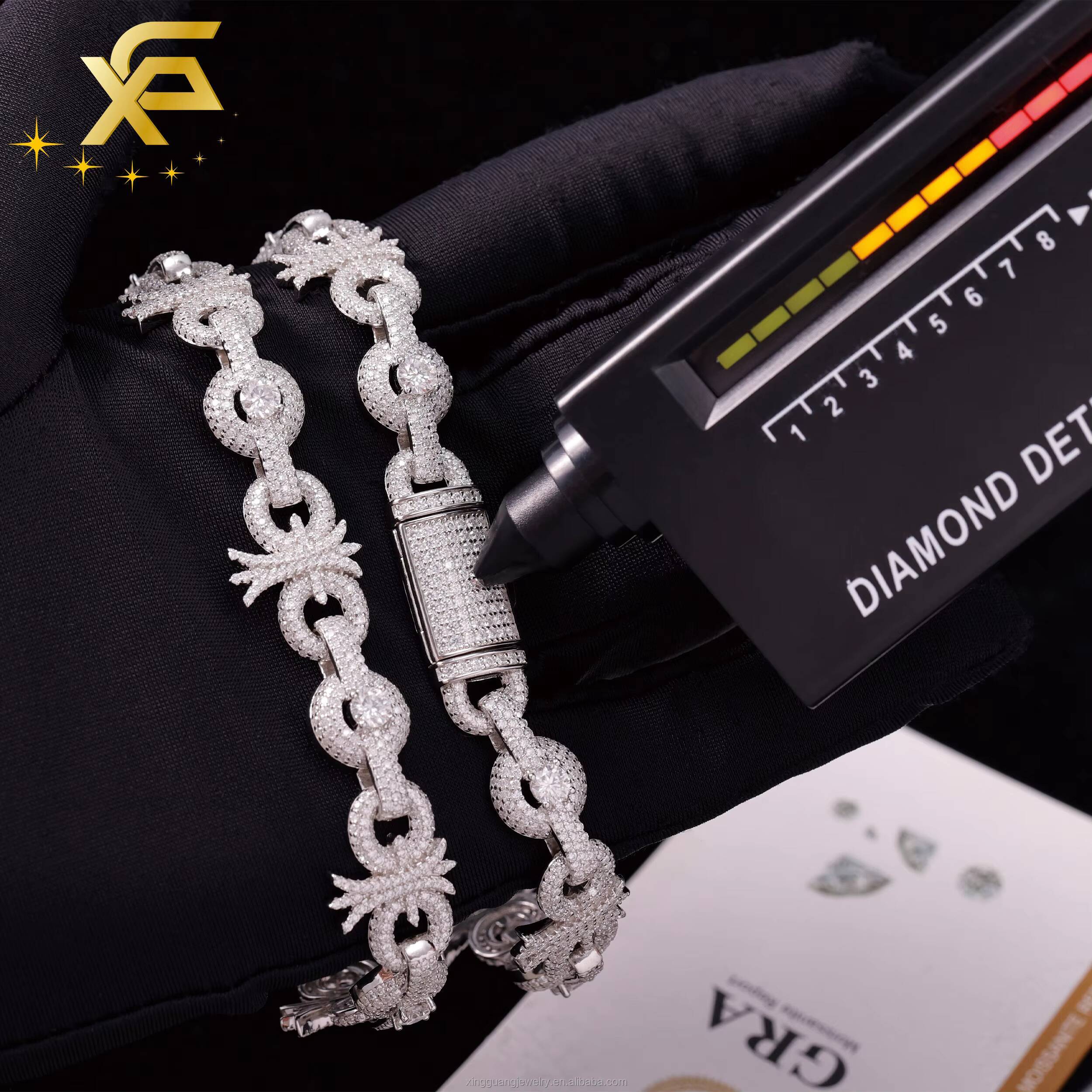 15mm Fashion Jewelry Cuban Cross Bracelet S925 Silver D Color VVS Moissanite Hiphop for Women Girl Moissanite Bracelet