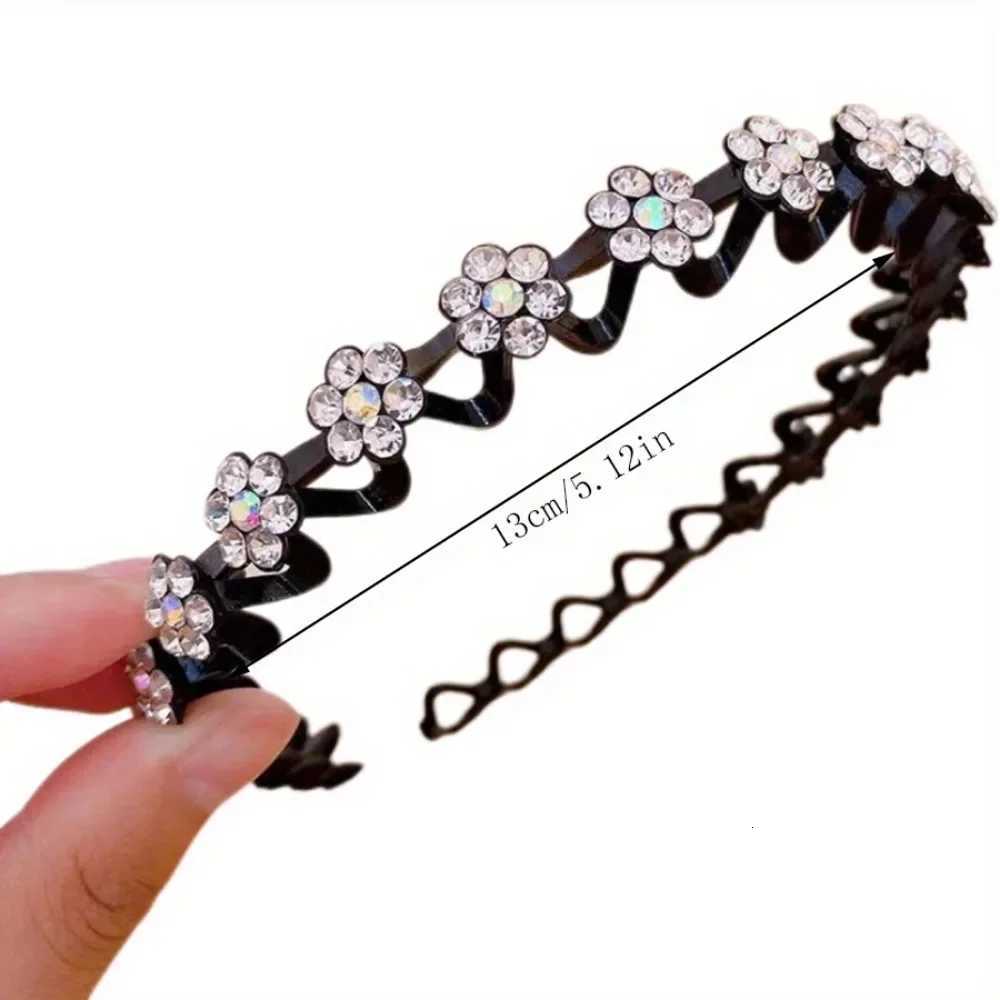 New Nonslip Rhinestone Headbands Solid Wave Hairbands for Women Girls Bezel Fashion Hair Hoop Ladies Boutique Hair Accessories V251022
