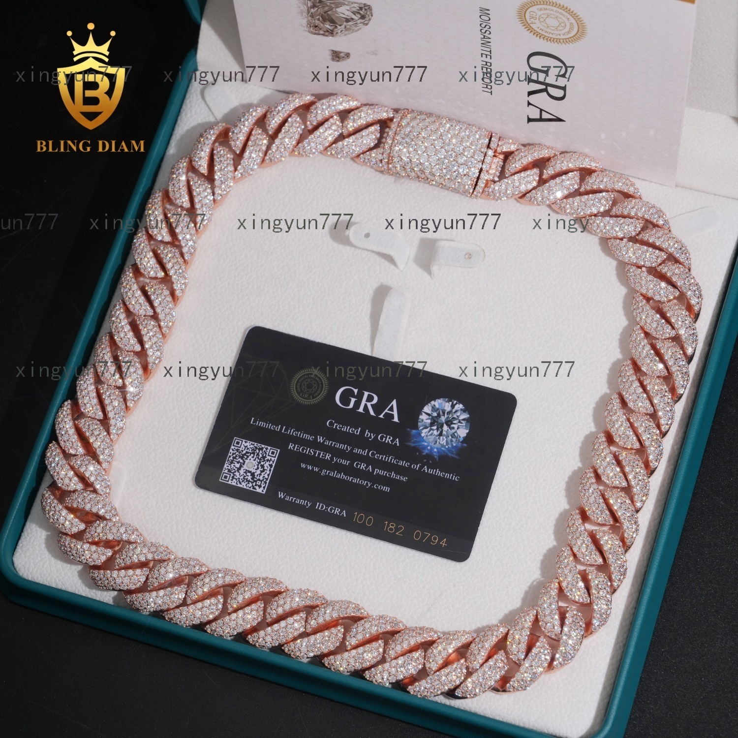 Diamond Cuban Link Chain Iced Out VVS Moissanite Diamond Sterling Silver 925 20MM Hip Hop Miami Cuban Link Chain Necklace