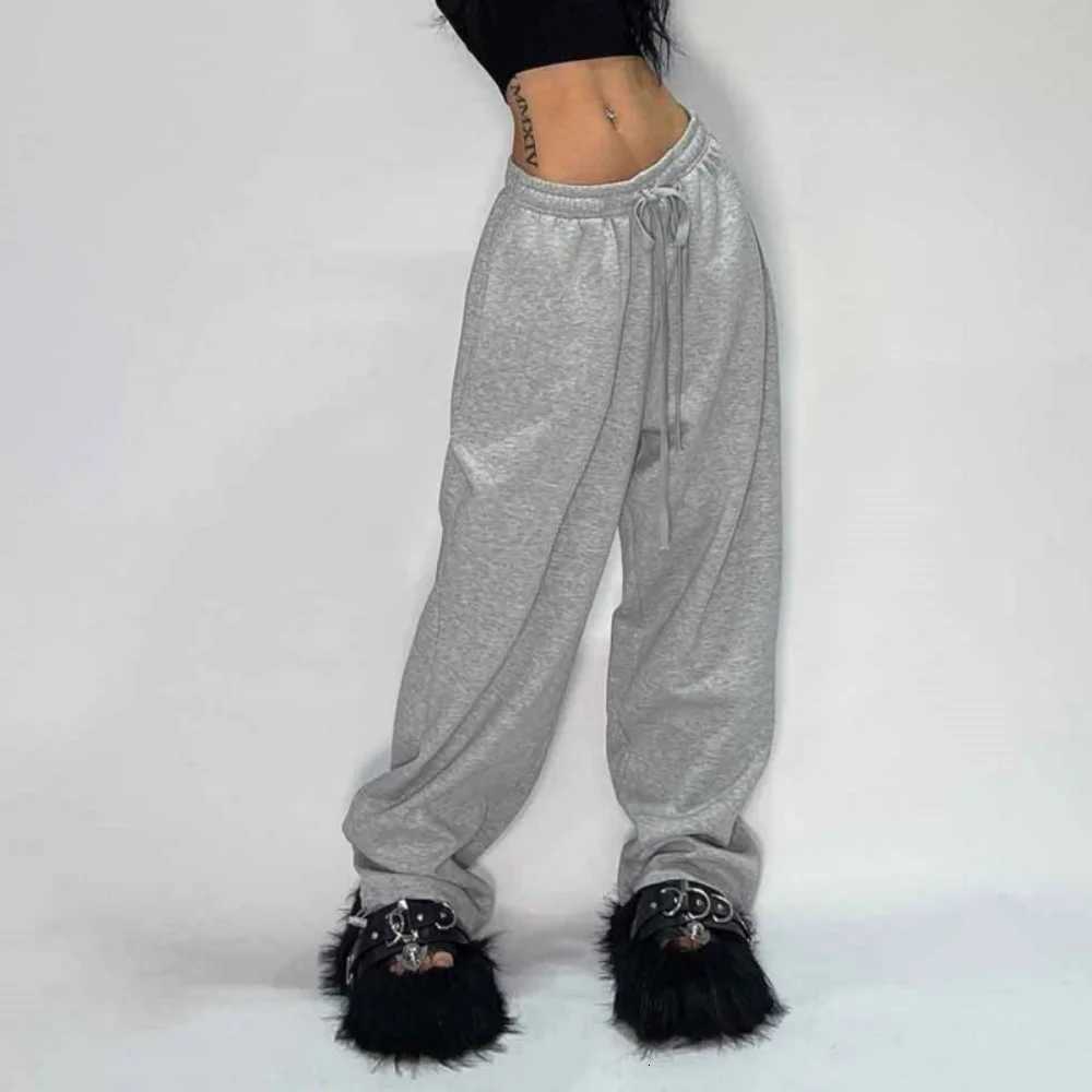 Retro Y2K Baggy Pants Fashion Women Pocket Elastic Waist Oversized Vintgae Wide Leg Pant Casual Streetwear Sweatpant TrousersT251022
