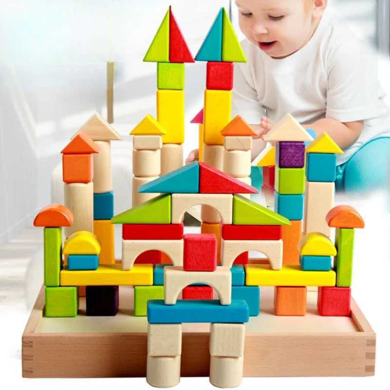 Childrens Toys Puzzle Montessori Education Wooden Board Games Diy Building Blocks Set Constructor Stelstein Stacking Toy Gift J251022