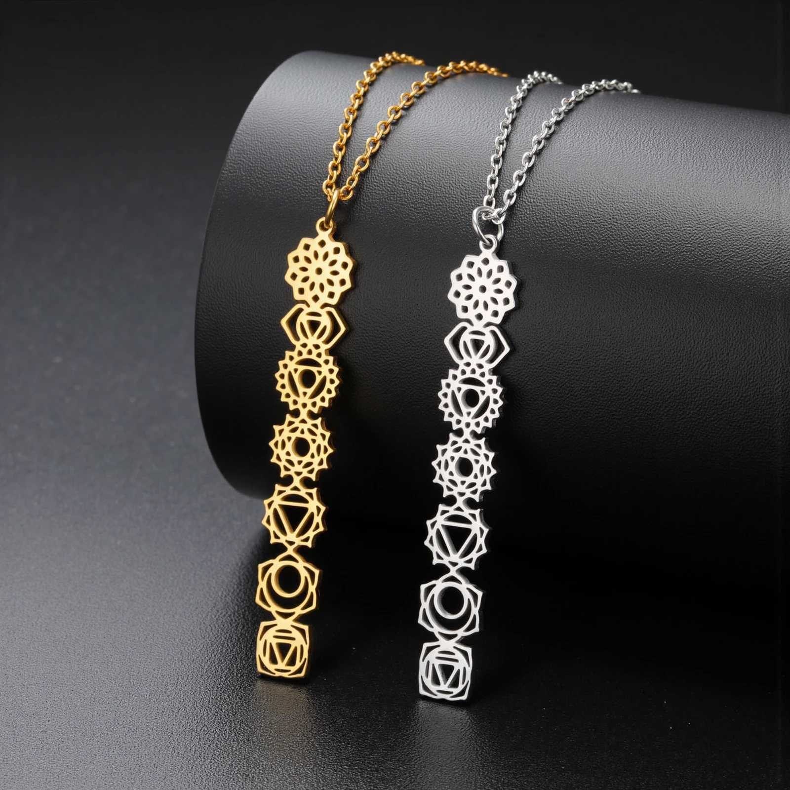 Cazador Yoga Meditation 7 Chakra Flower Necklaces for Women Stainless Steel Amulet Jewelry Necklaces Birthday Gift New V251022