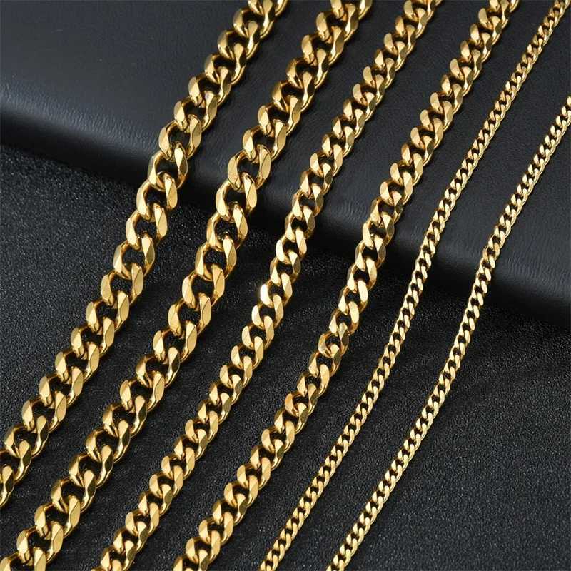Basic Punk Stainless Steel 357mm Curb Cuban Necklaces For Men Women Black Gold Color Link Chain Chokers Solid Metal Jewelry V251022