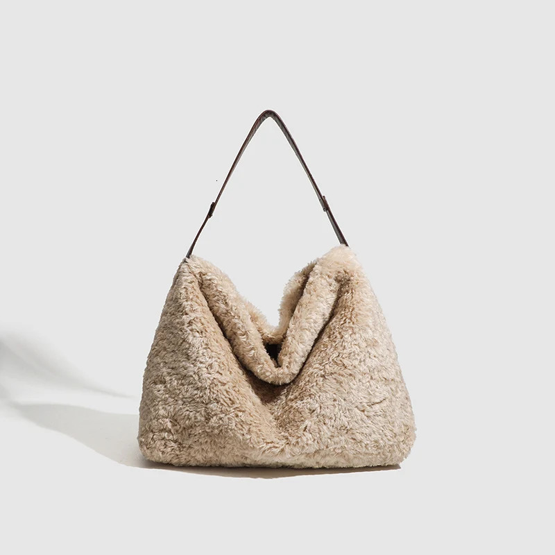 Fashion Autumn Winter Bags Womens Soft Plush Shoulder Bag Faux Lamb Wool Handbag Large Commute Work Female Tote 251018