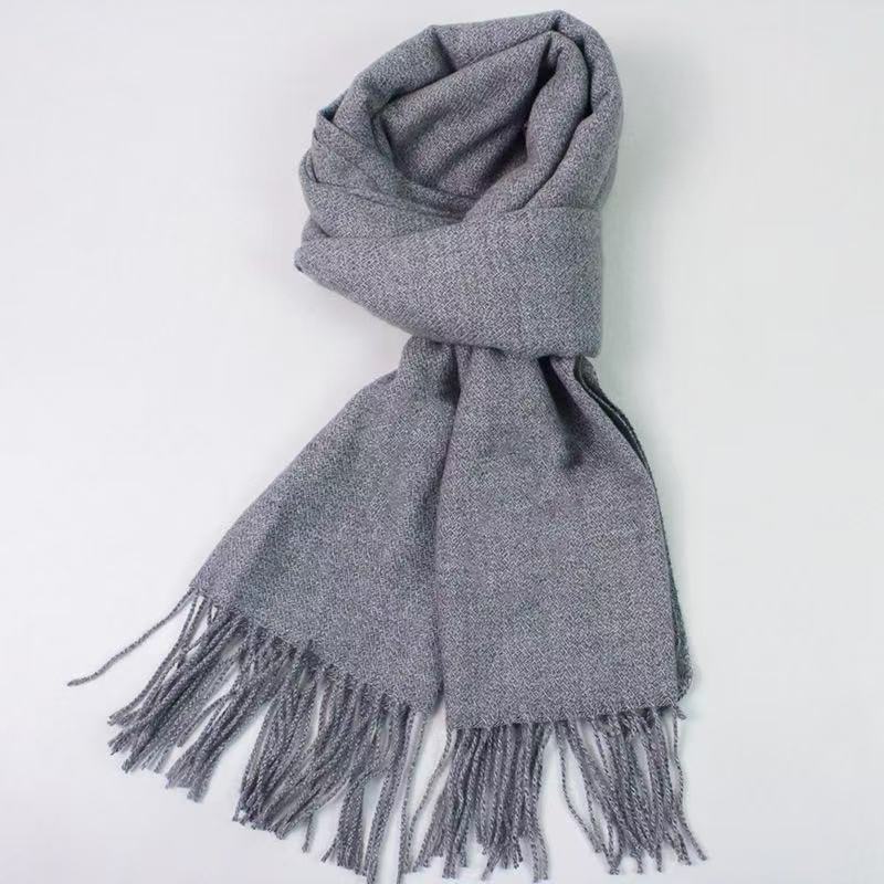 T2110 Winter warm cashmere scarf ladies fashion solid color tassel shawl thickened and lengthened versatile scarf female