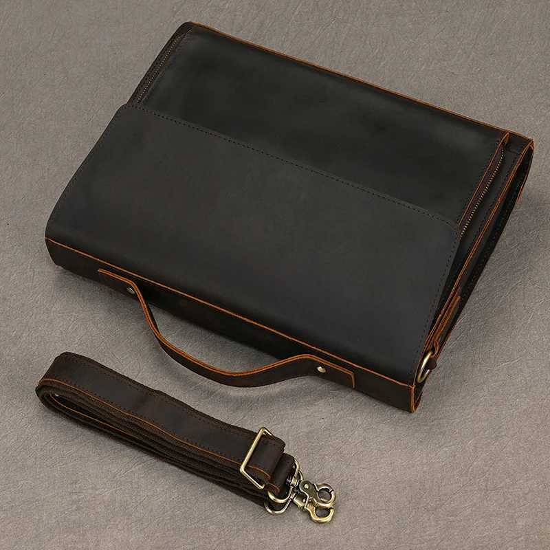 Luufan Genuine Leather Mens Briefcase Bag Fit 14 Laptop Business Handbags Daily Working Tote Cow Leather Male Computer bags W251022