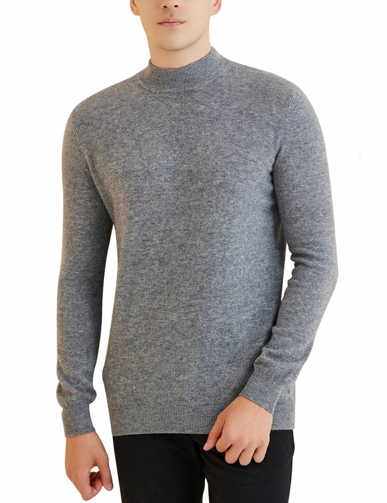 Sweater for Men 100 Merino Wool Knit Sweater Fall Winter Warm Long Sleeve Mock Neck Knit Pullovers Male Korean Luxury ClothingXJ251022