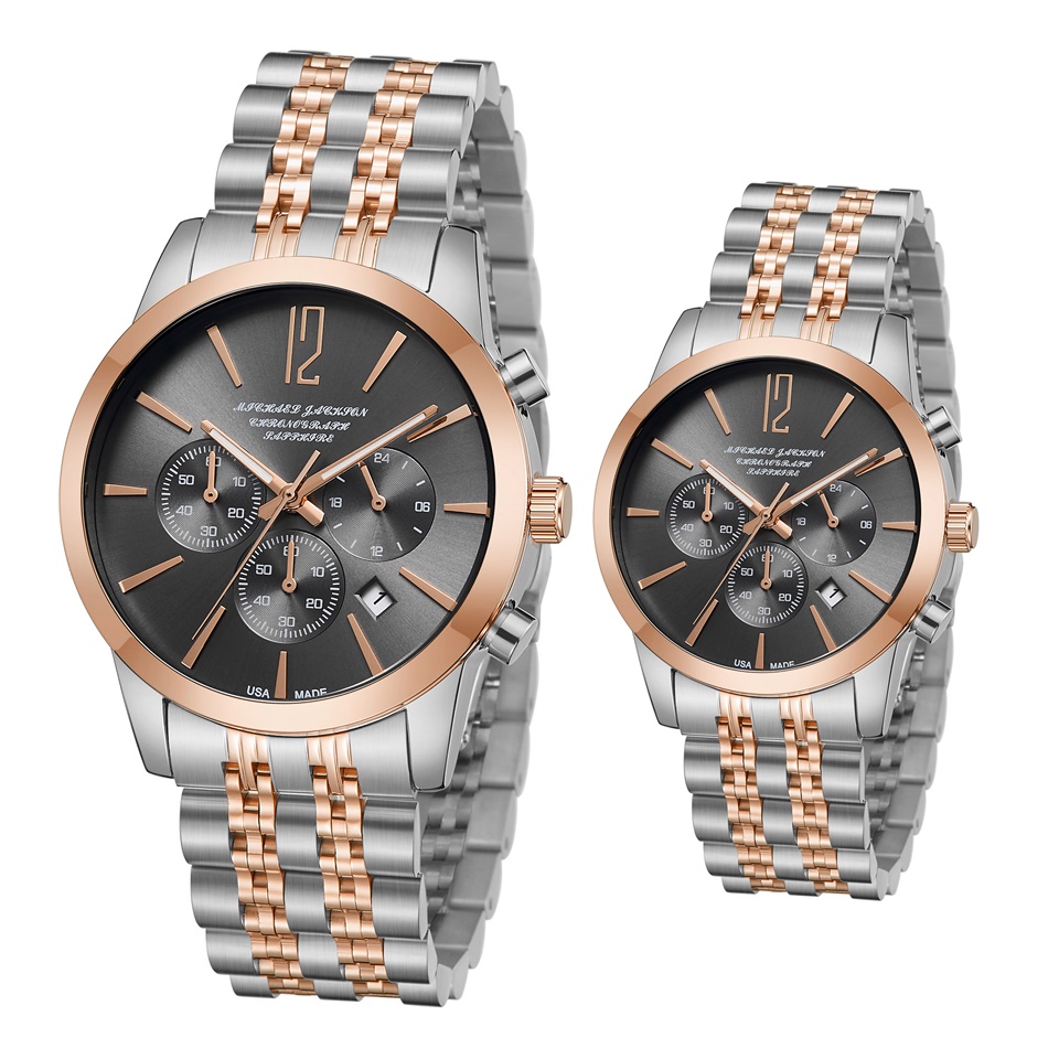 MJ Watches for Lovers Luxury Stainless Steel Dress Watch Easy to Read Big Face Chronograph Casual Analog Roman Numerals Reloj para Hombre