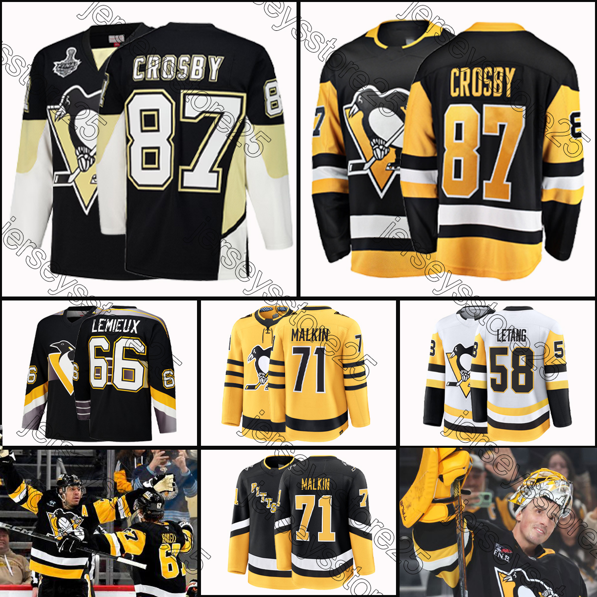 Men's 87 Sidney Crosby hockey jersey penguins jersey Kris Letang Erik Karlsson Evgeni Malkin Bryan Rust Tristan Jarry Hayes Lemieux Rickard Rakell Johnsson jersey