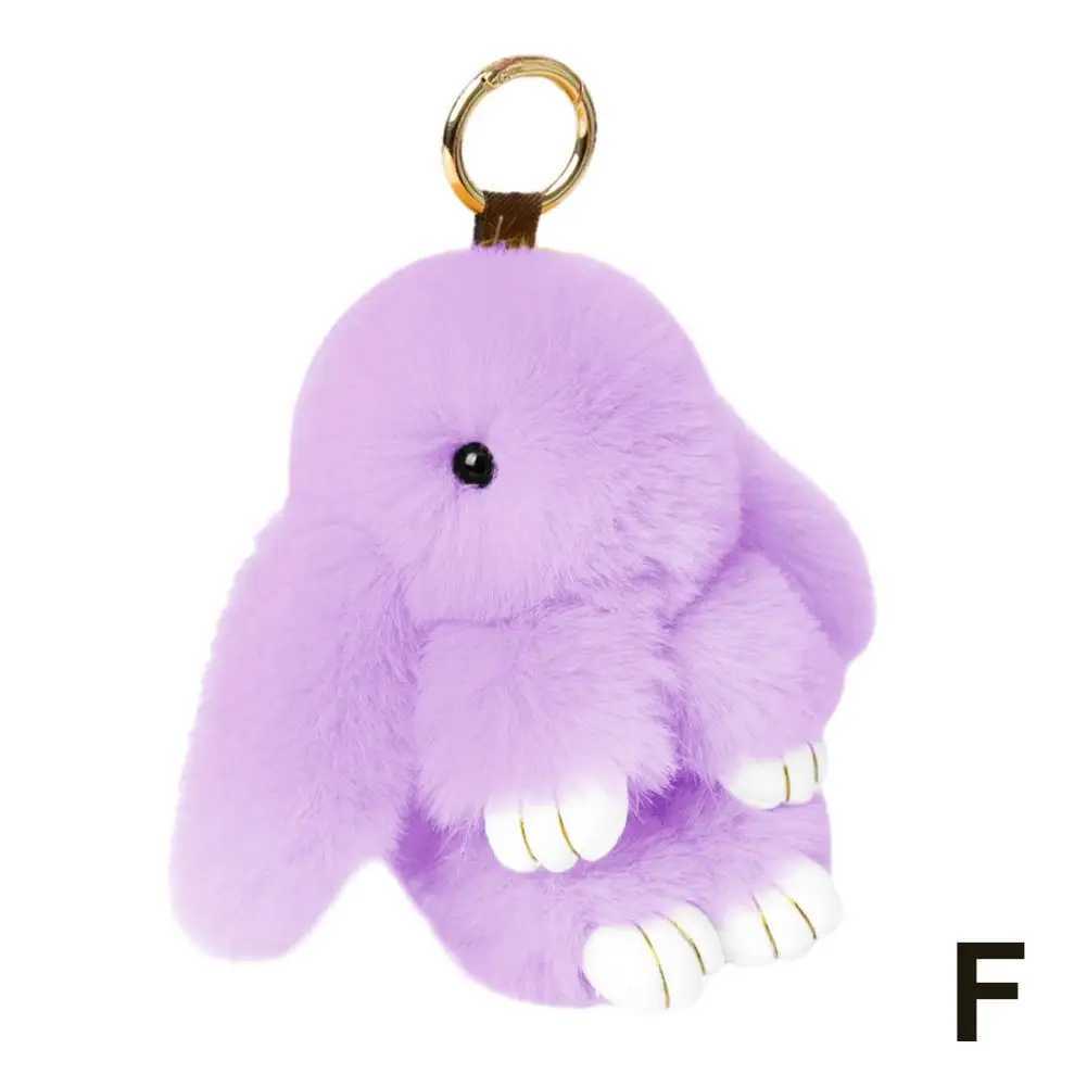 Cute Long Ear Bunny Keychain Real Mink Fur Rabbit Doll Charm Toys Ornament Keyring Jewelry Pompom Pendant Gifts Handbag Plu C9M0 J251121