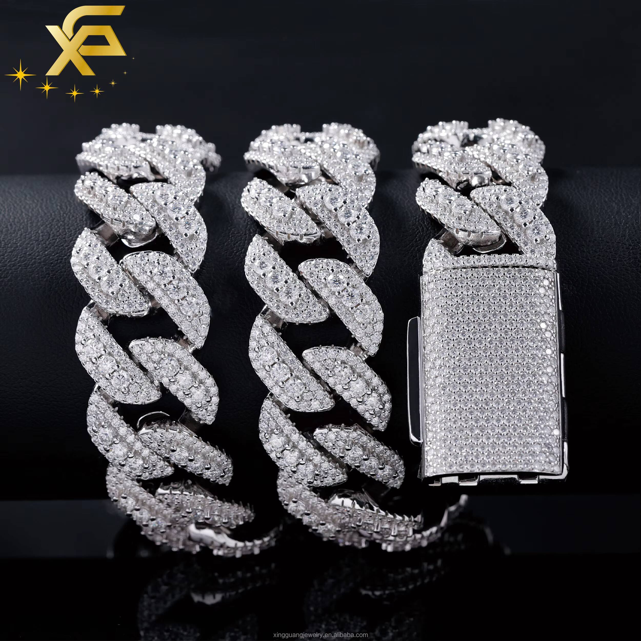 Heavy VVS Moissanite Cuban Chain 925 Silver Necklace for Men Iced Out Diamond Hip Hop Jewelry 18mm 20mm Cuban Lidynamic Chain