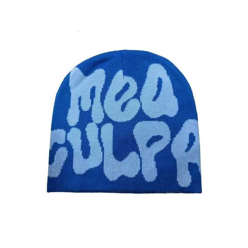 MEA CULPA Korean version fashion versatile autumn and winter hip hop European and American trend letter jacquard knit hat J251022