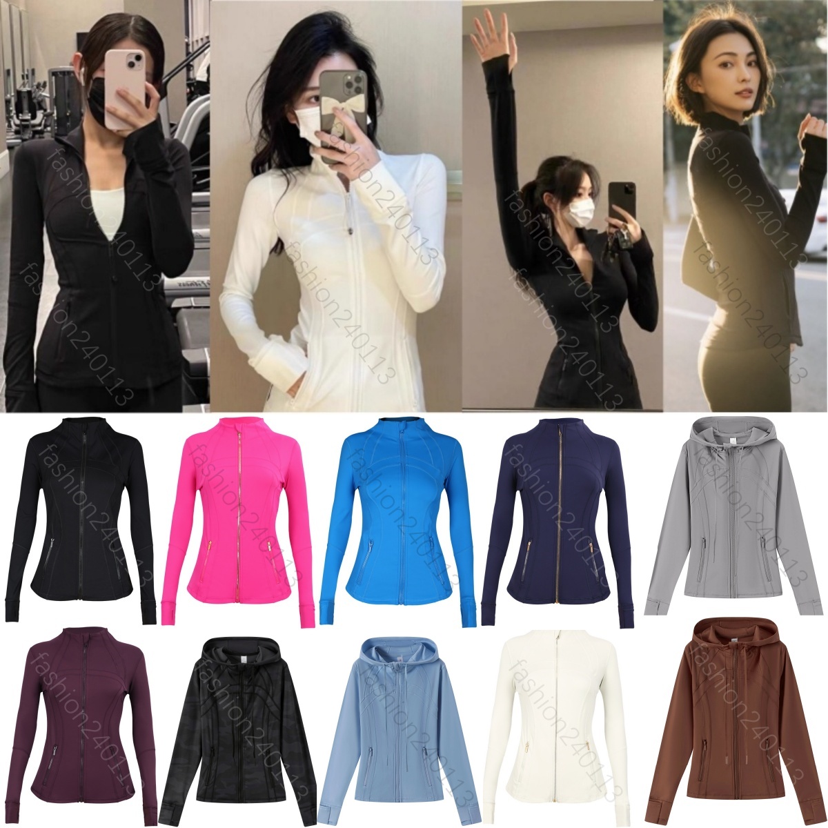 jackets womens jacket women coat yoga gold zip up hoodie long sleeve sport hoodies coat fitness gym breathable solid color outerwear coats sportwear clothing