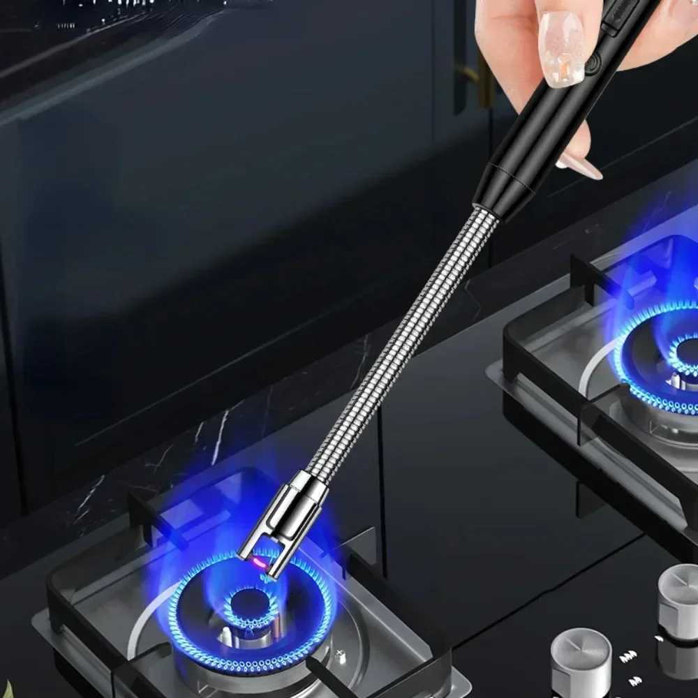 Kitchen USB Electric Arc Lighter Rechargeable Windproof BBQ Flameless Plasma Candle Long Lighters Hose Gas Stove Ignition Gun C251022