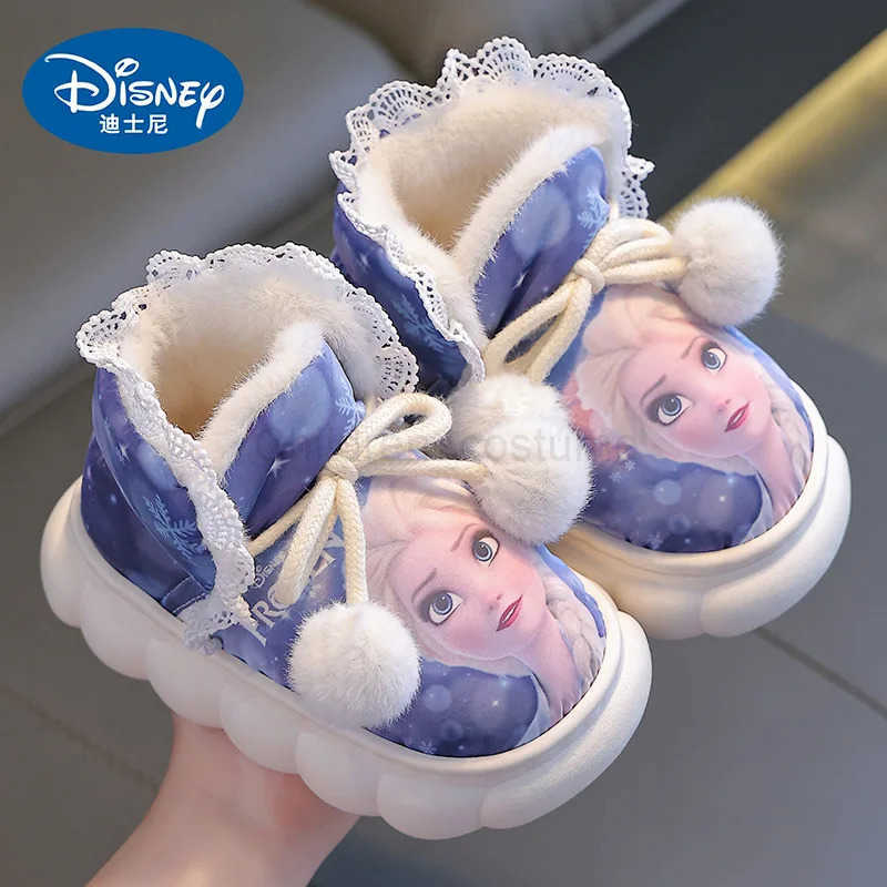 Disney Princess Elsa Winter Childrens Winter Cotton Slippers Girls Warm Frozen Velvet Frozen Fate Girls Cartoon Baby Shoes H251022