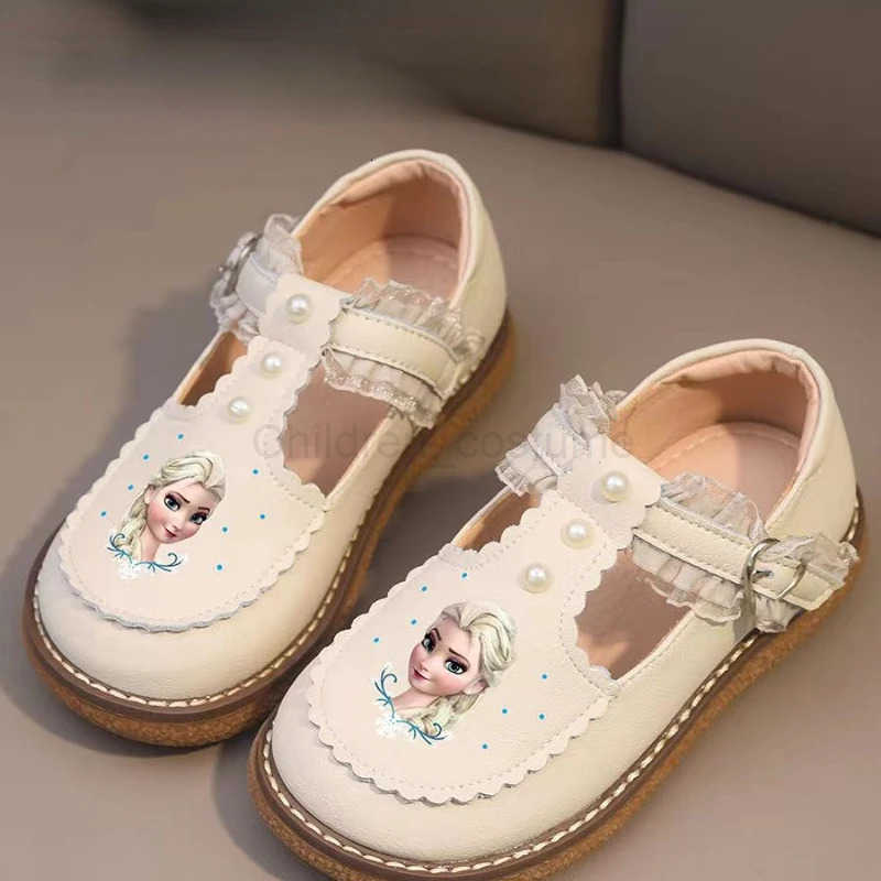 Disney Childrens Girls Leather Casual Shoes Spring Frozen Princess Girls Soft Sole Nonslip Shoes Baby Shoes Lolita Girls H251022
