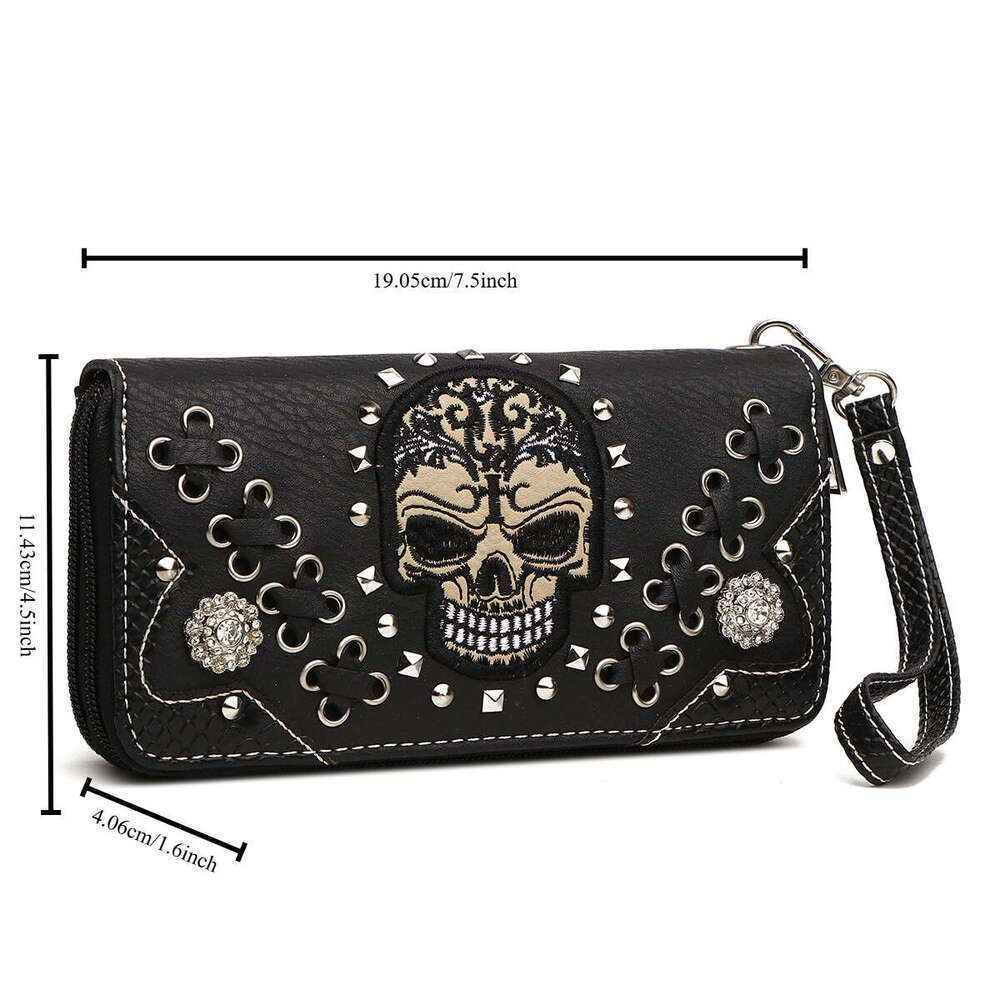 Gothic Skull Women Backpack With Matching Wallet Set