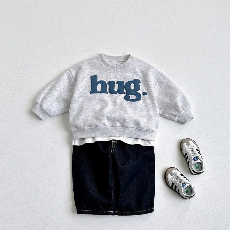 2025 Autumn Children Letter Sweatshirt Cotton Boys Loose Versatile Pullover Baby Girls Fashion Casual Tops Kids Clothes 251021