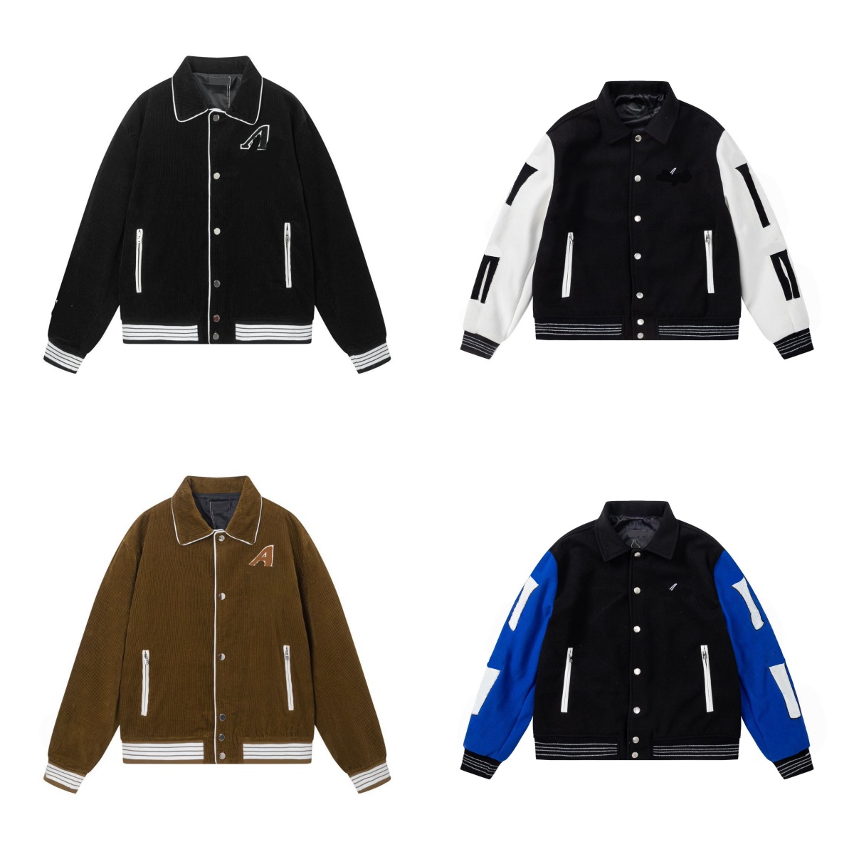 Men's Designer Turn-down Collar Bomber Jacket Vintage Baggy Letter Embroidery Coat Motorcycle Casual Varsity Baseball Jacket Autumn Winter