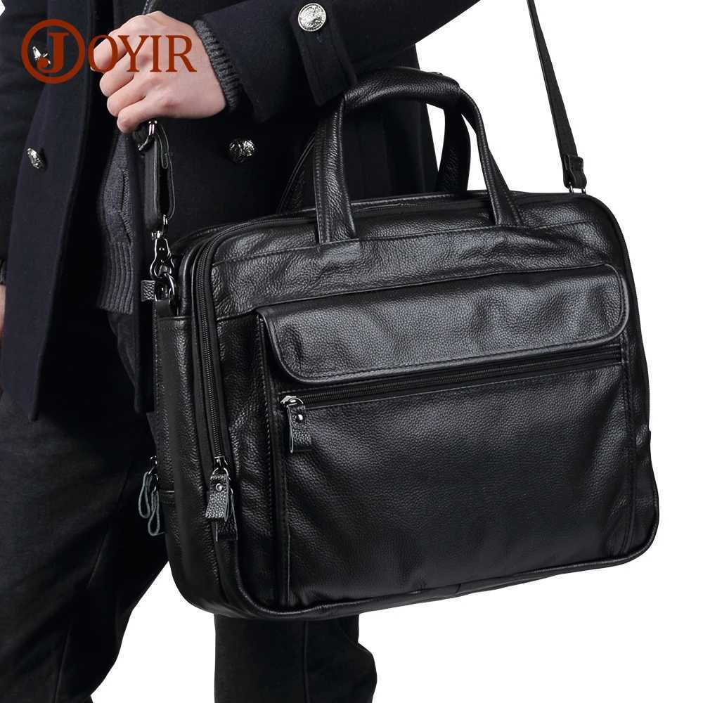JOYIR Men Briefcases Genuine Leather Handbag 156Laptop Messenger Shoulder Bag for Documents Mens Bag Business Totes 2022 W251022