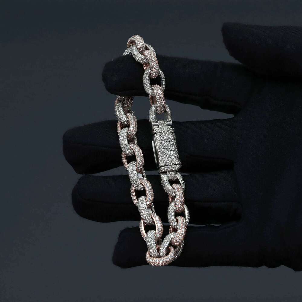Luxurious Sier Cuban Chain Round Cut Electroplated Silicon Bracelet & Bangle