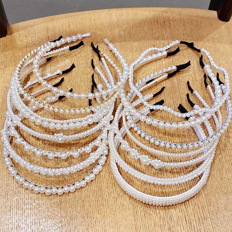 Women Vintage Elegant Full Pearls Simple Metal Hairbands Lady Sweet Hair Decorate Headband Hair Hoops Fashion Hair Accessories V251022