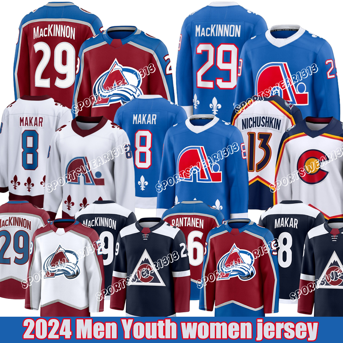 #29 Nathan MacKinnon jersey Cale Makar Collorado Avalanche jersey Gabriel Landeskog Ross Colton Miles Wood Artturi Lehkonen Devon Toews Nichushkin Hockey Jerseys