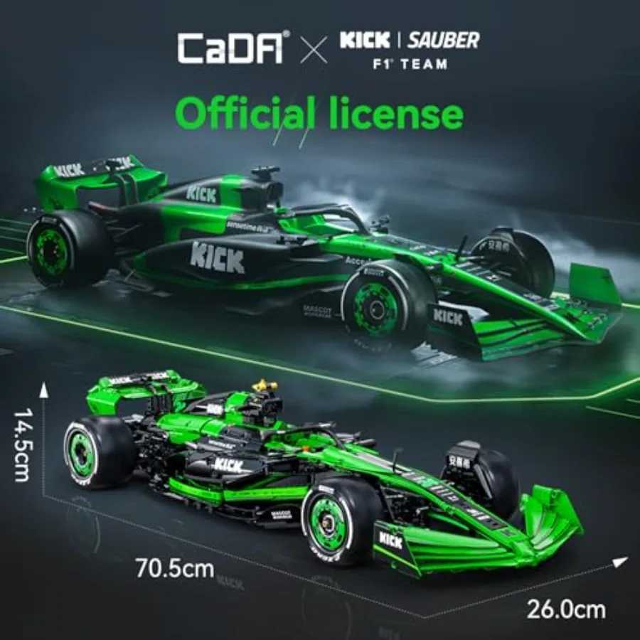 C64010W C44 Kick Sauber and Pirelli Licensed 18 Scale F1 Racing Car Building Blocks Set 2553 Piece Model Car Kit with DRS Syst J251022