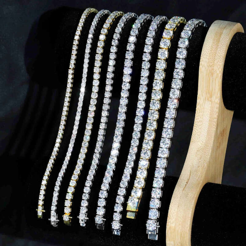 14K Gold Plated Moissanite 2mm 3mm 4mm 5mm Sterling Sier Women Fashion Tennis Bracelet Wholesale