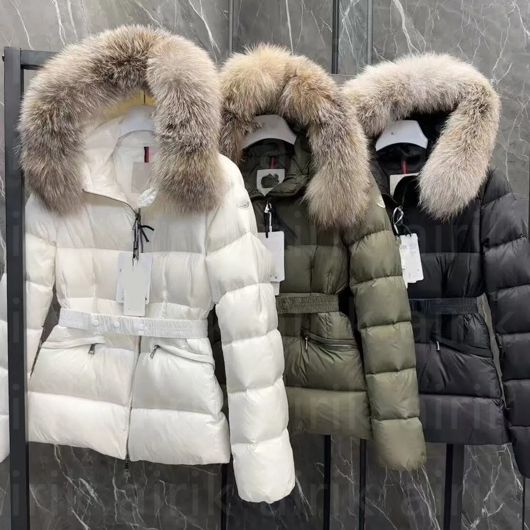doudoune femme Womans designer winter boed short down jackets fur coats real raccoon hair collar Puffer jacket women parkas with belt lady cotton coat outerwear