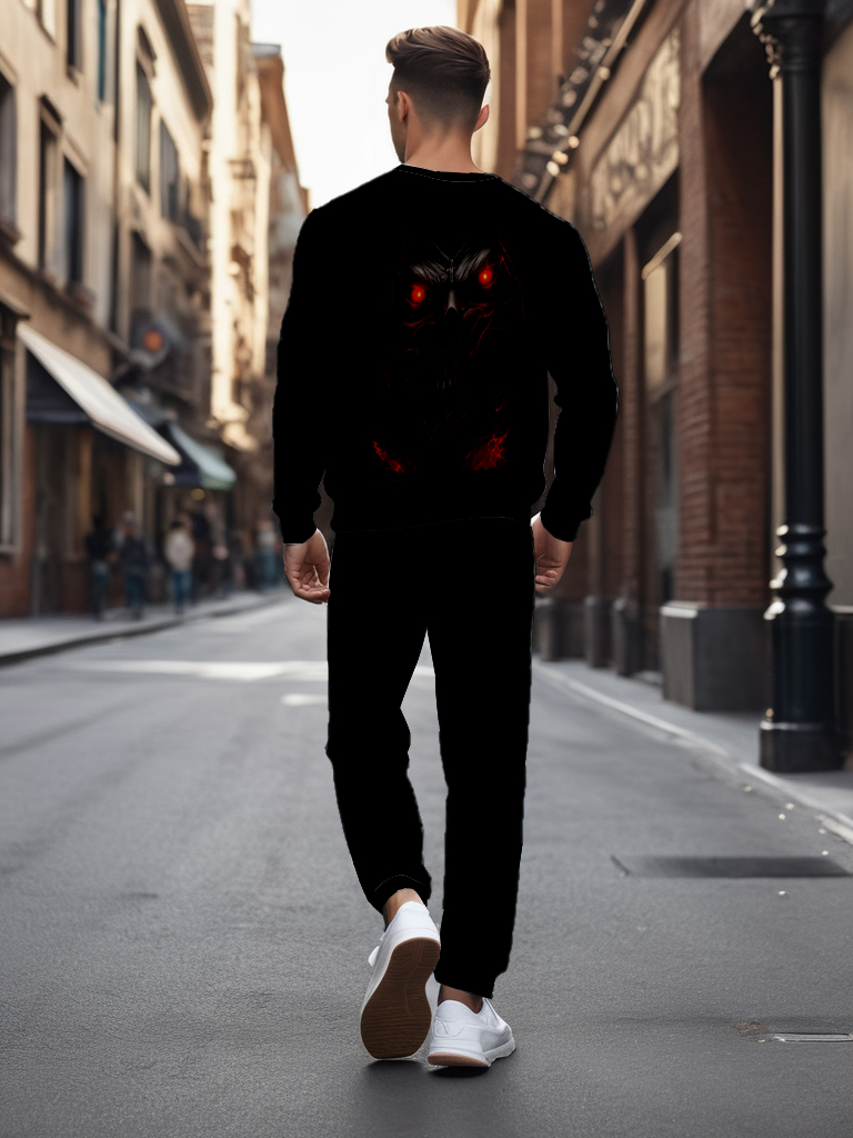 Men's Ankle-Length Knitted Cotton Blend Long Sleeve Sweatshirt Brown round Neck Casual T-Shirt Comfortable Outdoor Wear - YLWY00130