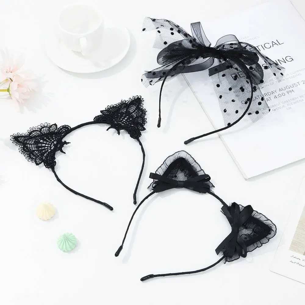 Cute Lace Cat Ears Headband Fancy Dress Hairband Women Girls Cosplay Headwear Masquerade Anime Costume Party Hair Accessories V251022