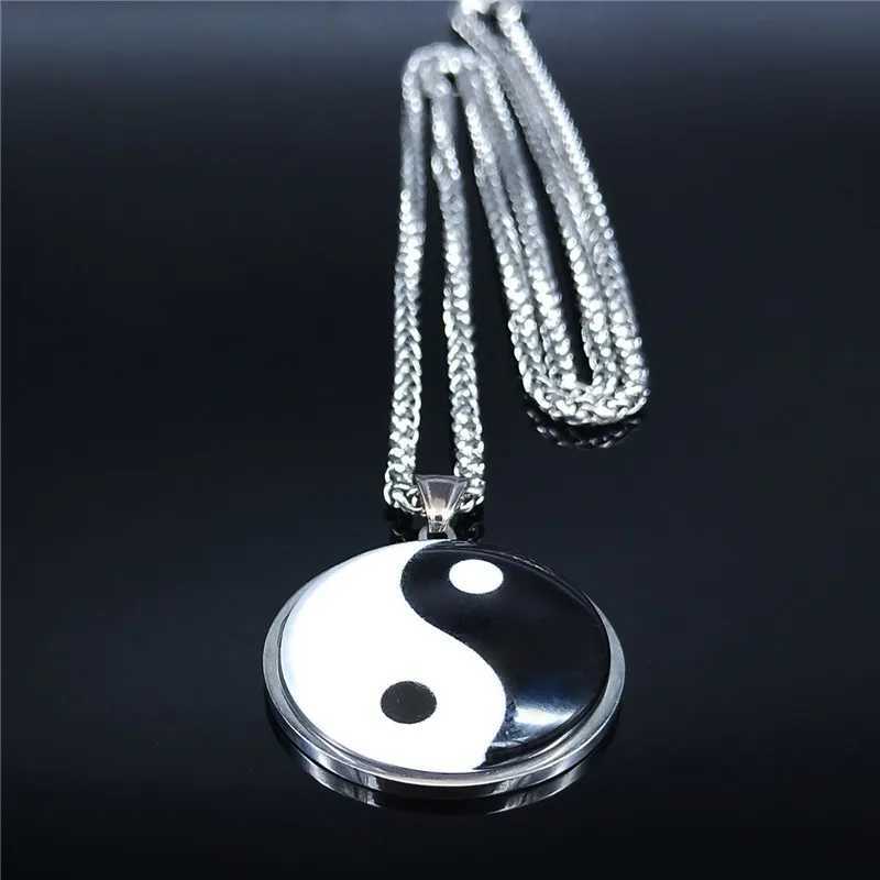 2024 Yin Yang Gossip Stainless Steel Chain Necklace WomenMen Silver Color Statement Necklaces Jewelry cadenas mujer BL20S03 V251022