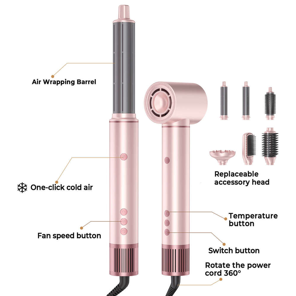 Famous Brand Designer Dual Voltage In High Speed Hot Air Brush Power Brushless Motor Negative Ion Curling Straightening Hair Dryer